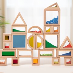 幼児知育玩具アクリルビルディングブロックレインボークリエイティブ多用途ビルディングデスクトップ感覚視覚教材ギフト