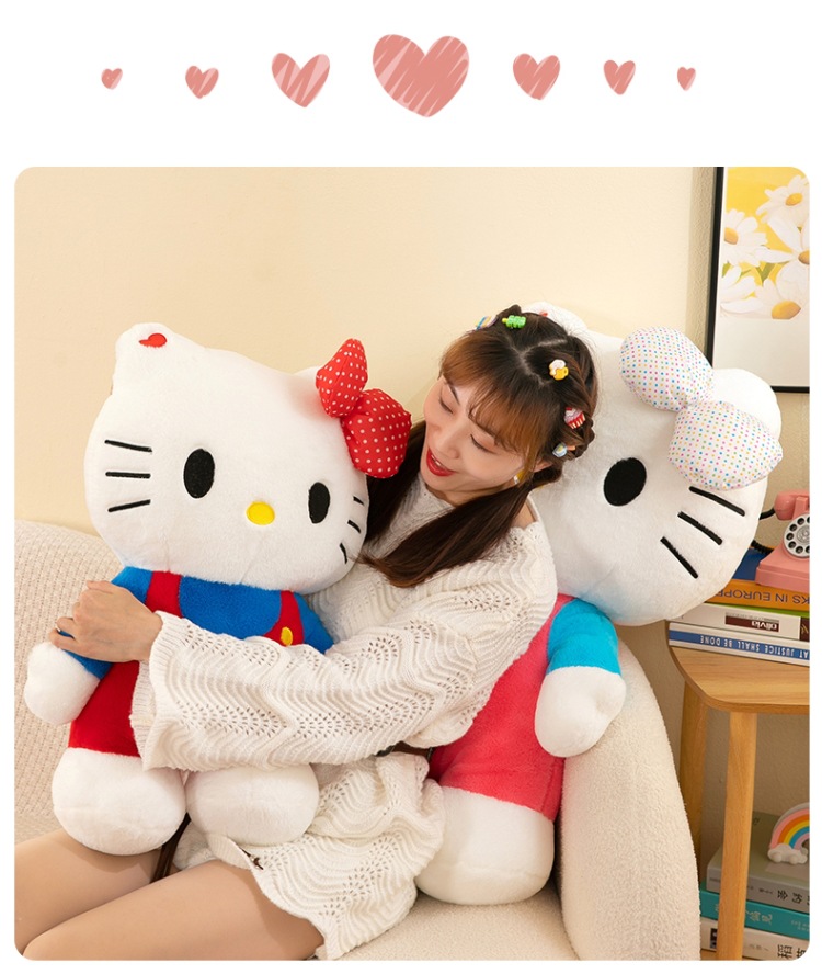 Hello Kitty plush toy KT cat with bow, large sleeping pillow doll