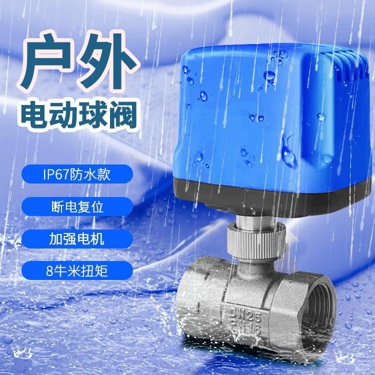 Outdoor Two-Way Electric Ball Valve 220V Water Valve Two-Wire Normally Closed Water Outlet Switch Three-Way 1.0inch 2inch Copper Valve Water Pipe