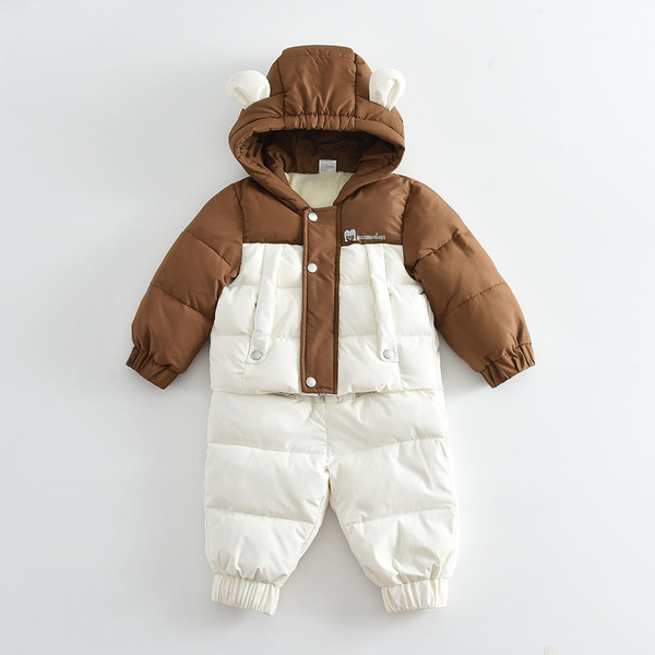 Quilted keep warm detachable children's winter bodysuit for early…