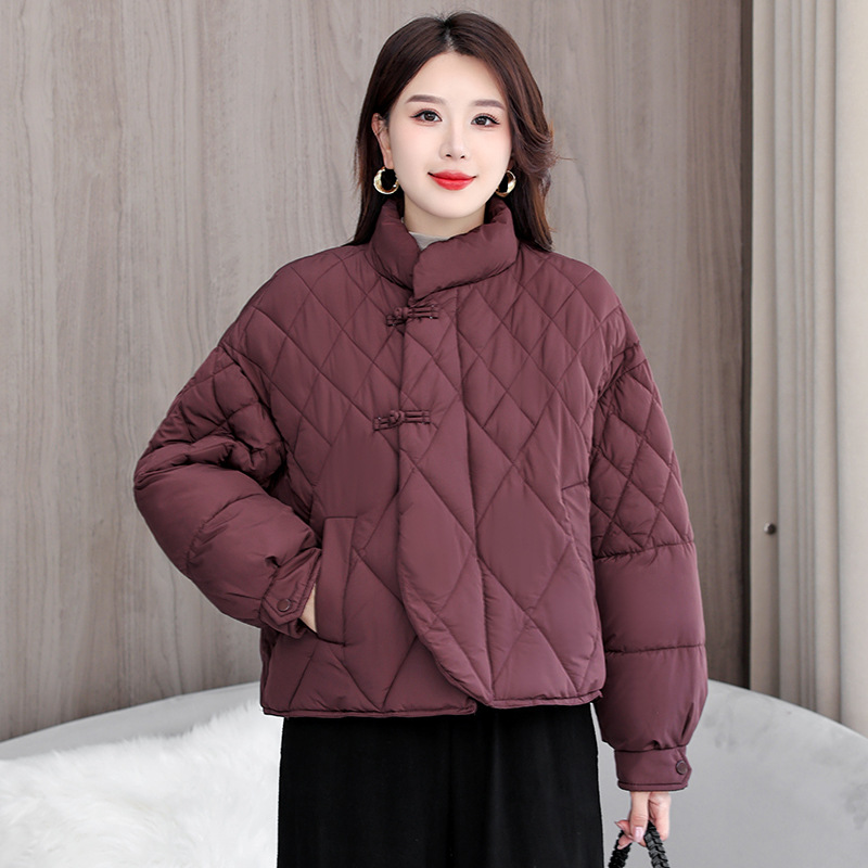2024 ropa de algodón de invierno corto de mujer nueva serie de estilo nacional de collar grueso abrigo de algodón al por mayor
