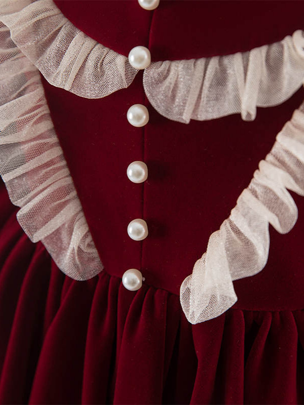 Nuevo vestido de terciopelo de manga larga para niñas, otoño e invierno, vestido infantil, Navidad, Halloween, disfraz para actuaciones de cumpleaños