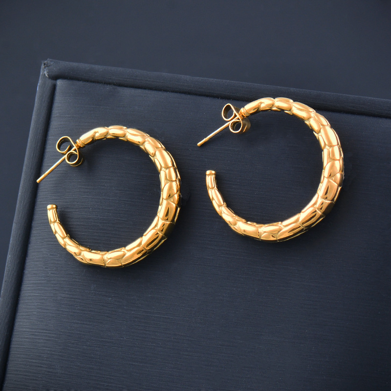 Simple Style Geometric Titanium Steel Gold Plated Earrings 1 Pair