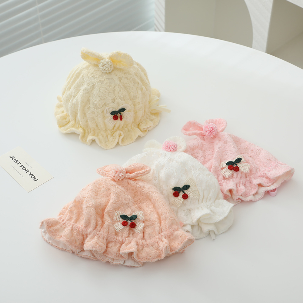 Sombreros de bebé primavera y otoño, gorras de princesa para bebés, gorras de encaje lindas para bebés, gorras de feto para bebés recién nacidos pequeños