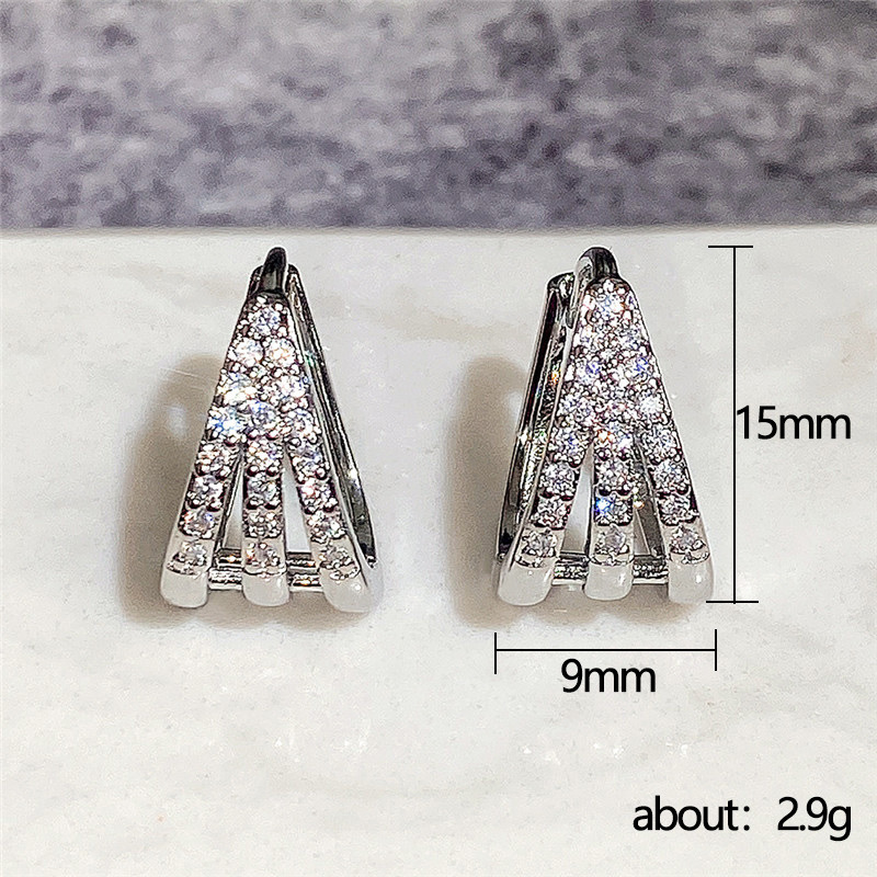 Fashion Geometric Ear Buckle Full Diamond Zircon Copper Earrings Wholesale display picture 1