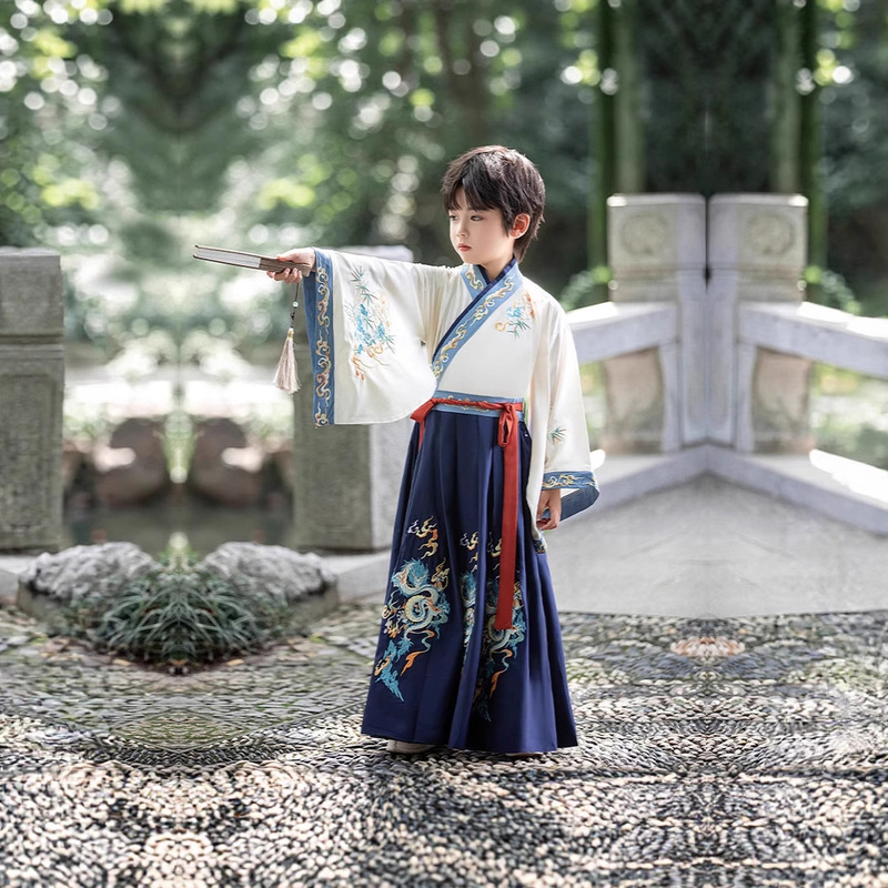 Children's Han Dynasty Boys Chinese Style Tang Suit Ancient Style Handsome Kidsren's Ancient Costume Baby 2025 Spring & Fall New Chinese School Uniform