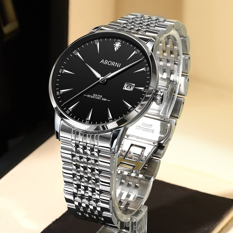 Asia Platini High end Quartz Waterproof Business Solid Steel Band Men's Watch_voghion.com