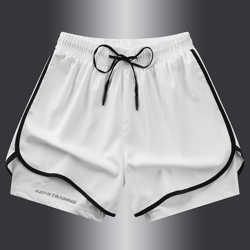 Pantalones cortos deportivos para hombres y dos pantalones de secado rápido forrados para correr entrenamiento de ocio pantalones de baloncesto de tres puntos
