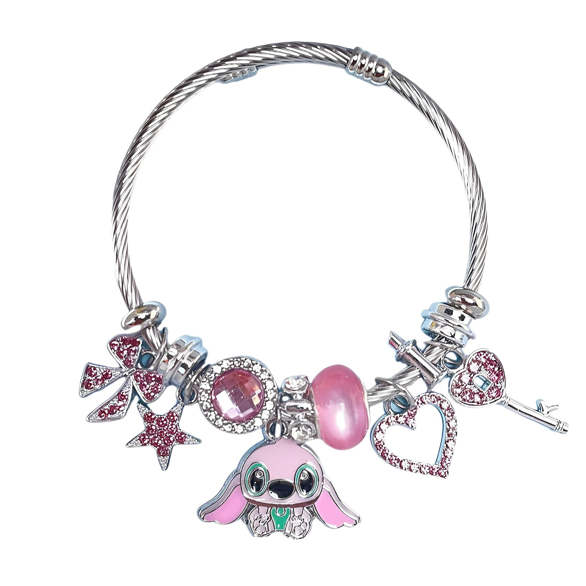 Браслет (Hello Kitty) браслет с подвесками из нержавеющей стали, мультяшные подвески, милые розовые акценты