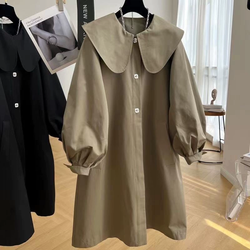 Autumn doll, trench coat, solid jacket, capacious flashlight, with sleeve