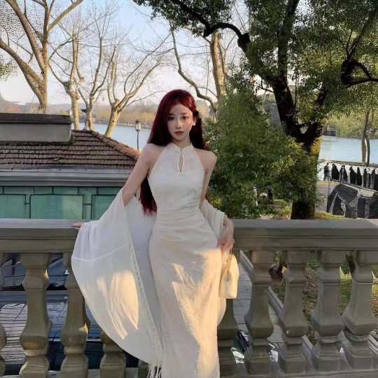 Summer New Chinese Style National Style Improved Cheongsam Dress Elegant Skirt Women's 2024 Spring New White Long Dress