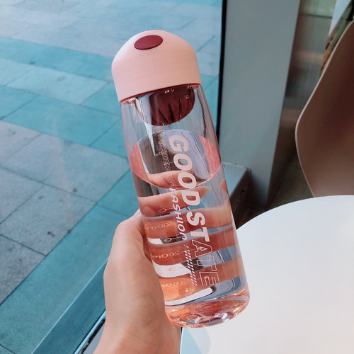 New plastic portable water cup with scale, large-capacity sports water bottle, fitness space cup for male and female students