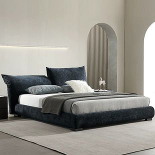 Double Bed Modern Simple Chenille Velvet Fabric Bed Italian Minimalist Petal Bed Master Bedroom Adjustable Cross-Border