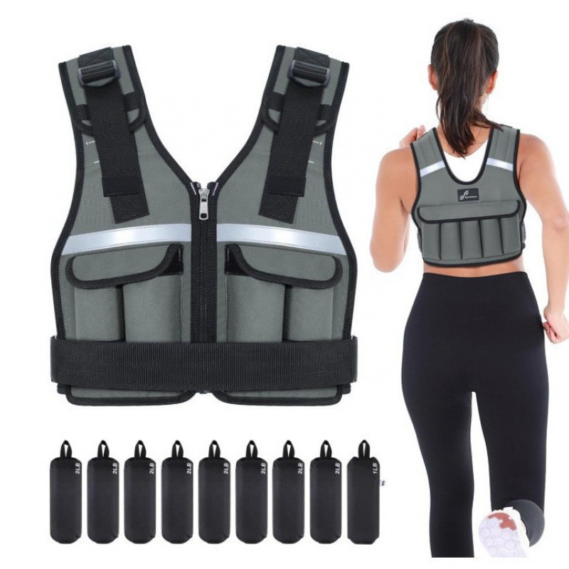 Inventario nuevo chaleco de peso ajustable chaleco de fitness más bolsas de brazo para correr chaleco deportivo de arena de hierro reflectante