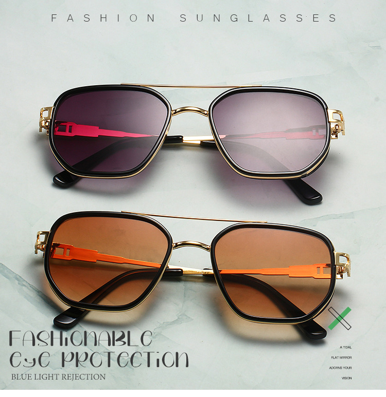 Retro Square Sunglasses For Men Uv Protection Metal Frame Style_voghion.com