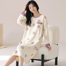 睡裙女春秋季卡通长袖纯棉可爱公仔少女5XL特大码中学生睡衣新款