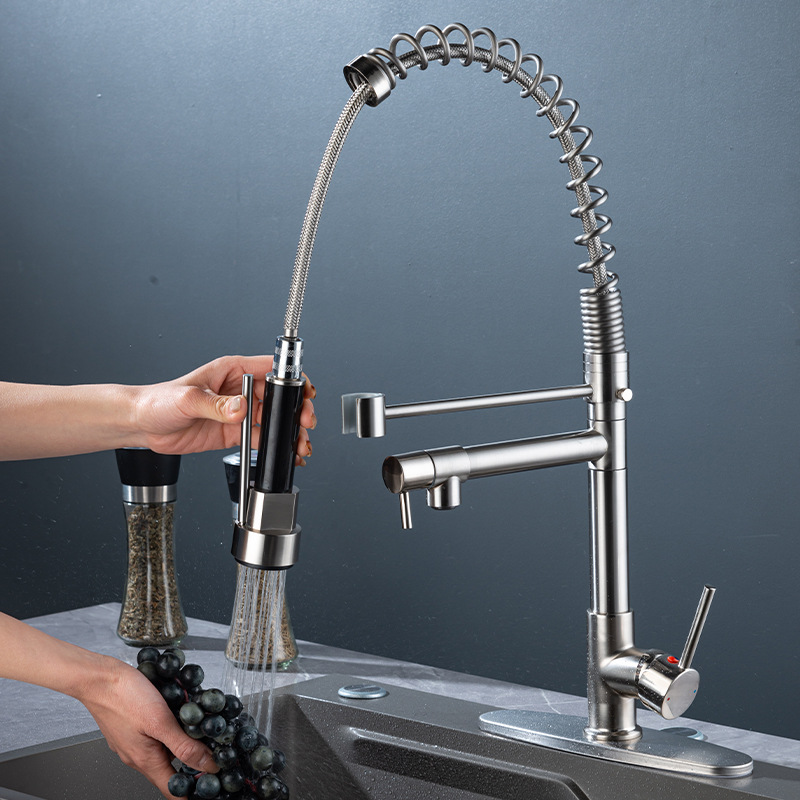 Suministro transfronterizo spr extracción grifo de agua de cocina caliente y frío multifuncional doble salida de agua universal lavabo de verduras grifo de fregadero