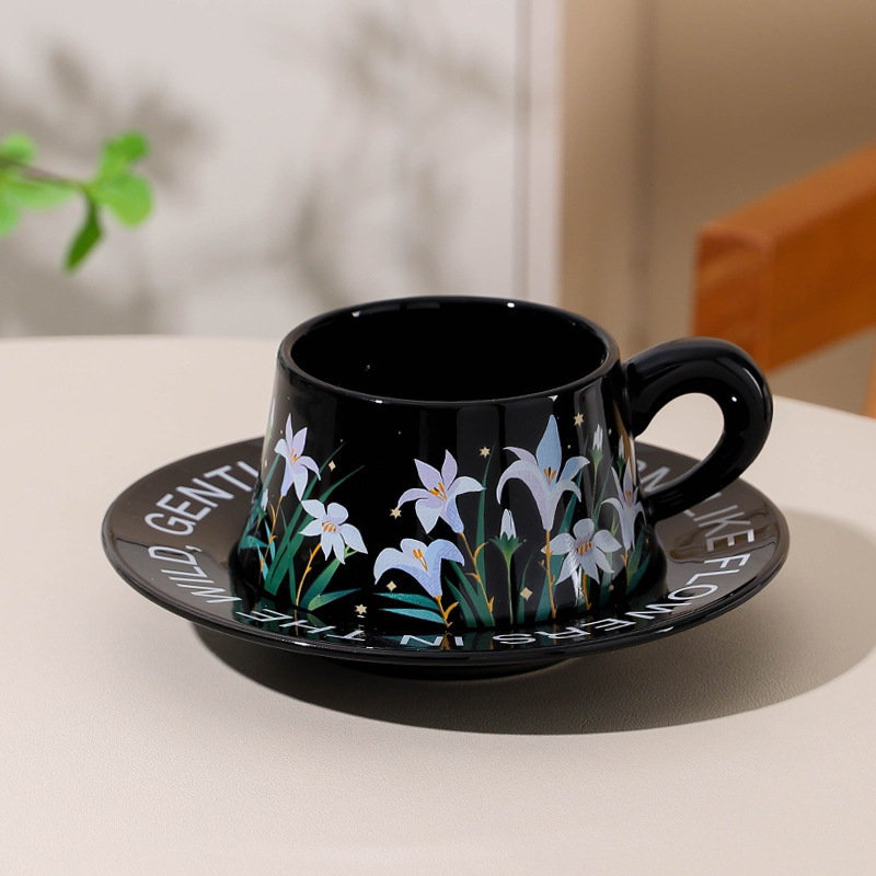 Taza de café de cerámica, platillo, juego de regalo, taza, taza de agua de oficina para el hogar, taza de leche, regalo a mano, día de Año Nuevo