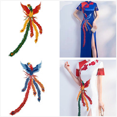 Factory wholesale Chinese-style embroidery patch with Chinese phoenix water-soluble patch, qipao performance Hanfu accessories