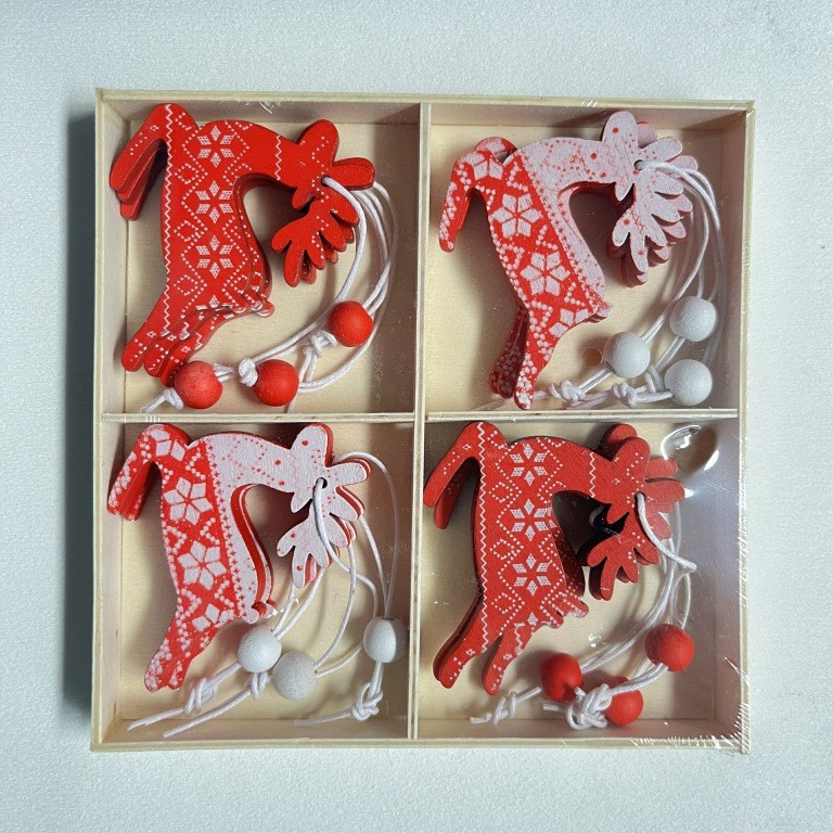 Decoraciones navideñas creativas, colgantes de madera navideños, juego de cajas para árbol DIY, renos, campanas, ángeles, corazones, regalos