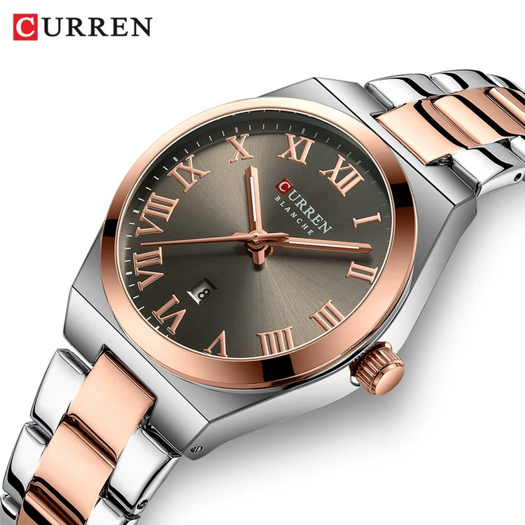 Часы Curren/Karray 9095 женские, стальной браслет, модные простые, женские с календарём