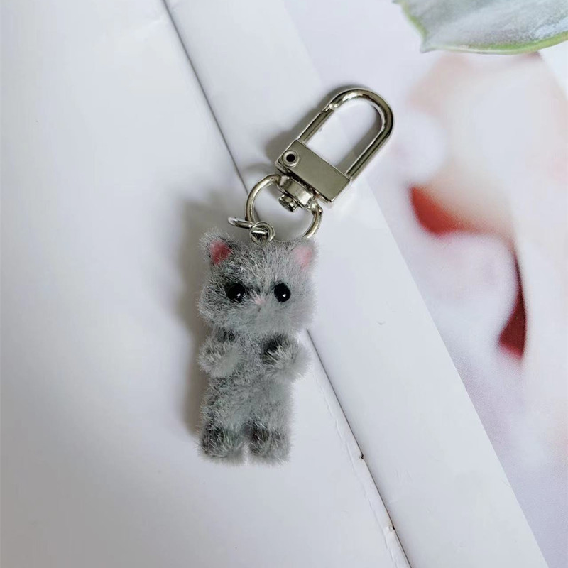 7g Weight Keychain Classification Daily Occasion Resin, Flocking Material Cat Pattern Women's Gender Cartoon Style, Cute Style Cartoon Style Cute Cat Resin Flocking Women's Keychain 3
