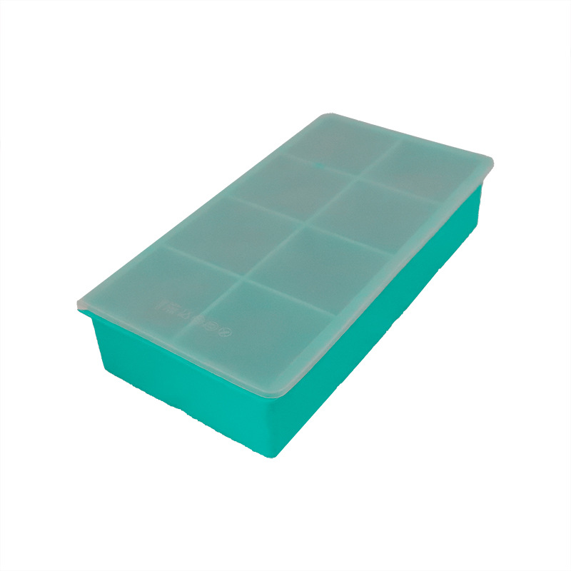 En stock 4 rejilla 8 rejilla bandeja de hielo molde de silicona con tapa hogar cuadrado hecho en casa herramienta de molienda de hielo whisky molde de cubo de hielo