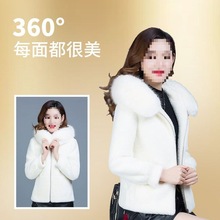 仿貂绒外套女潮秋冬百搭小个子毛呢短款棉衣女新款加绒加厚