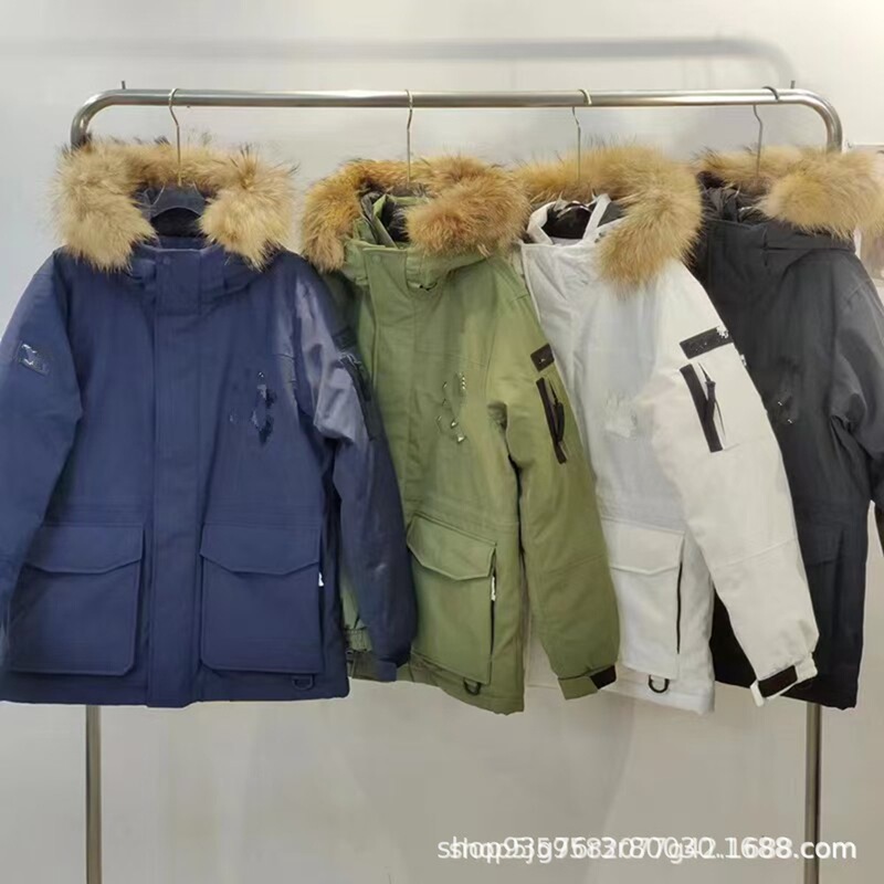 MLB冬季貉子毛大毛领男女情侣工装休闲宽松羽绒服|undefined