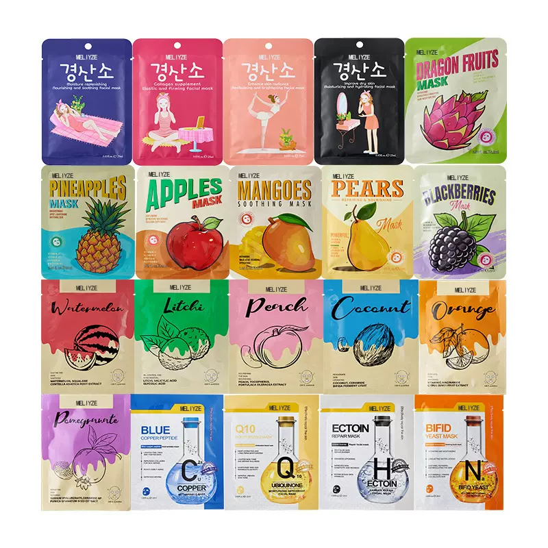 MELIYZE水果保湿面膜 补水面膜 保湿护肤蚕丝膜跨境外贸 厂家批发