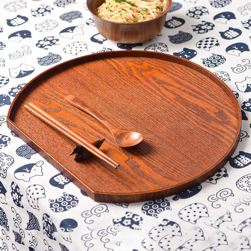 INS estilo bandeja de madera una persona comida vajilla cafetería Placa de decoración placa bandeja de té japonés y coreano semicírculo placa de madera al por mayor