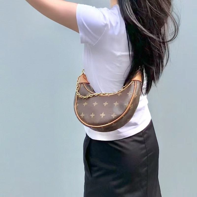 时尚月牙包经典老花斜挎包百搭通勤单肩包小众腋下包轻奢女包驴家|undefined