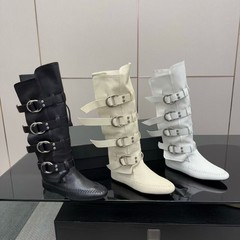 2025新款内增高皮带扣长筒靴女时尚走秀骑士靴百搭辣妹骑士靴女
