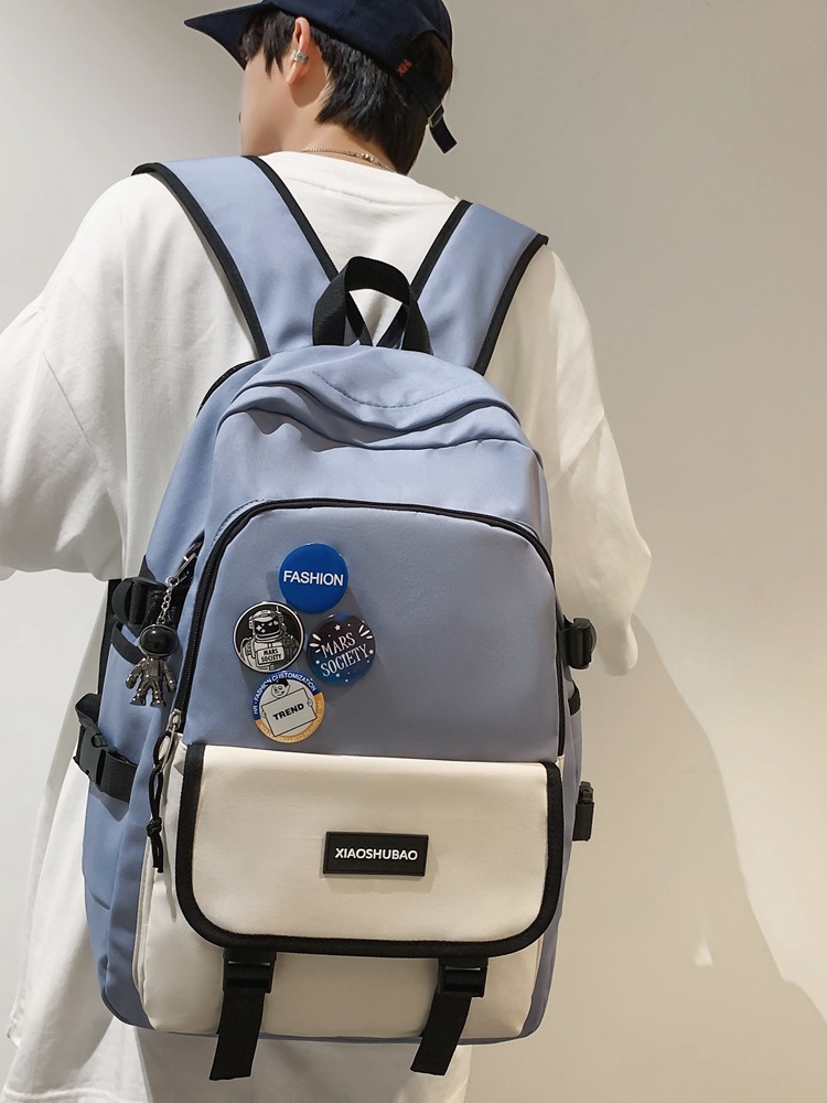 Trendy Brand Backpack Men's Japanese Style Large Capacity Backpack Student Fashion Trend Lightweight High School Junior High School Student Spine Protection School Bag