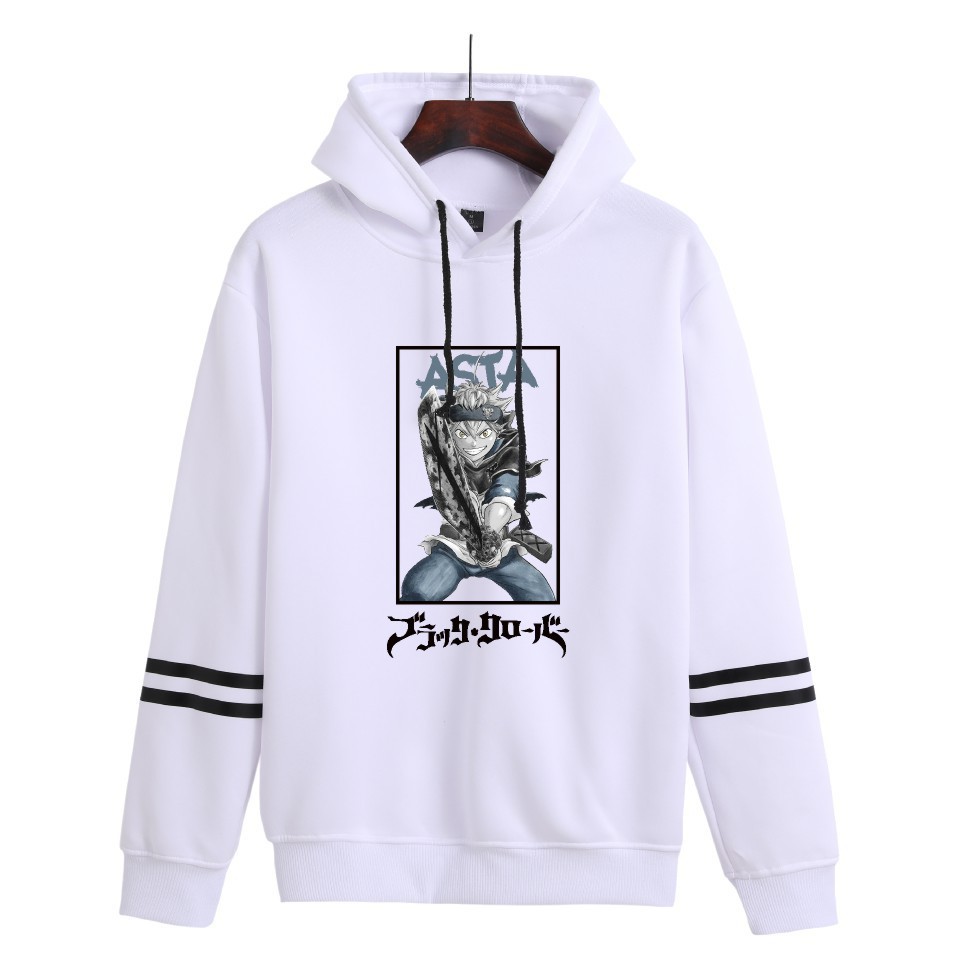 Nuevo estilo transfronterizo popular popular japonés riman black de cuatro hojas-Black Clover más suéter con capucha de terciopelo para mujer