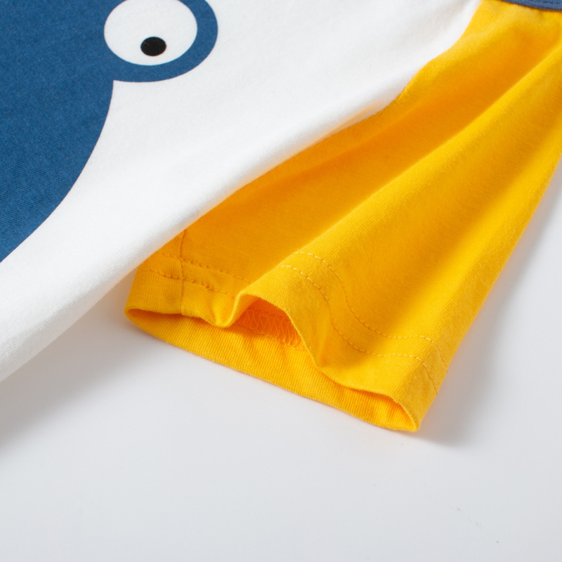 Ropa para niños nueva camiseta de manga corta para niños estilo coreano verano dibujos animados dinosaurio bebé manga niños algodón verano cuello redondo