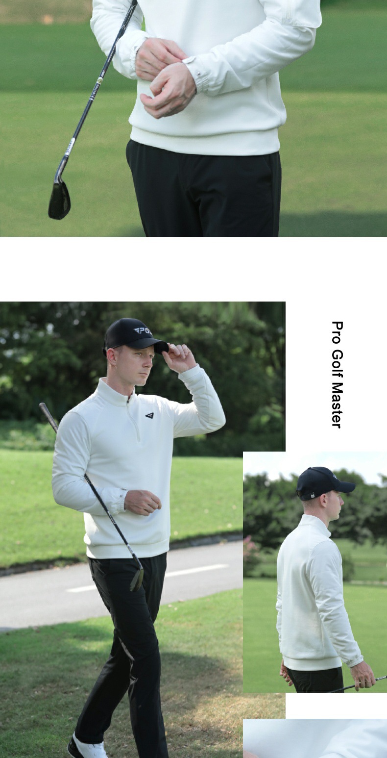 Áo khoác golf nam PGM dệt kim giữ ấm có túi tay — YF703-Black [ấm áp và thoải mái/túi tay áo/dây kéo cổ đứng], YF703-Trắng [ấm áp và thoải mái/túi tay áo/cổ áo có khóa kéo] chi tiết 6