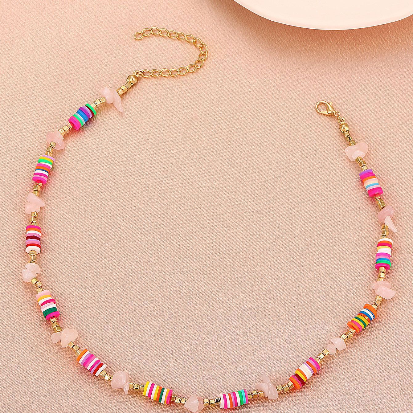 Bohemian Stone Necklace Fashionable and Personalized Colored Soft Clay Bracelet Ethnic Style Beaded Handicraft Set_voghion.com