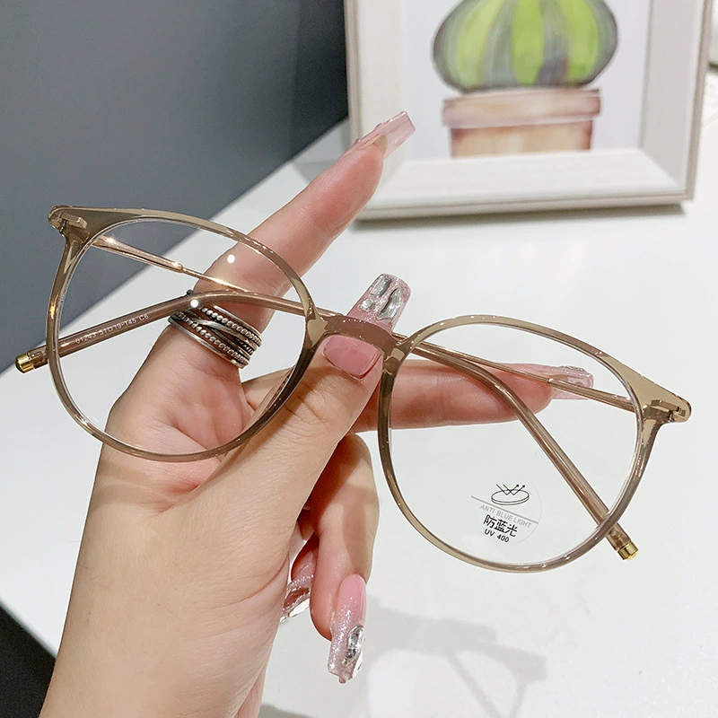 Xiaohongshu style round TR vintage blue-light plano sunglasses lightweight literary student prescription frame 01243