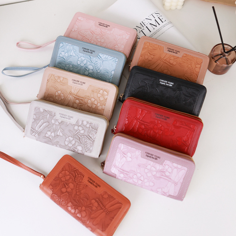 2025 New Wallet Women's Long Korean Fashion Embossed Double Zipper Clutch Large Capacity Wallet Women's Mobile Phone Bag 2025 New Wallet Women's Long Korean Fashion Embossed Double Zipper Clutch Large Capacity Wallet Women's Mobile Phone Bag