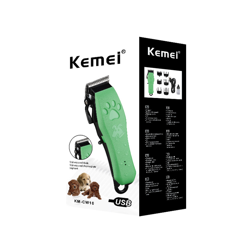 Cortadora de pelo profesional Kemei para mascotas, recortadora eléctrica para perros y gatos, USB, sin atascos, afeitadora corporal completa