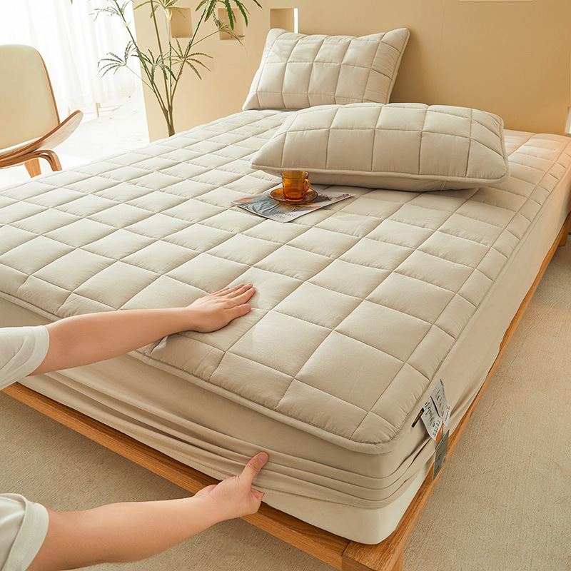 2024 nuevo estilo suave y agradable para la piel de algodón de doble cara cubierta de cama a prueba de polvo cubierta protectora de colchón acolchado con todo incluido cuatro estaciones