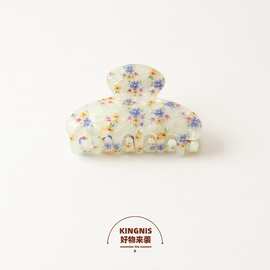 韩版可爱小花简约发抓抓夹头饰彩色后脑勺鲨鱼夹发饰亚克力发夹子