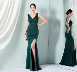 18585# Toast Dress Bride Long Appreciation Banquet Slim Fishtail Dress Wedding Car Model Exhibition Banquet Dress
