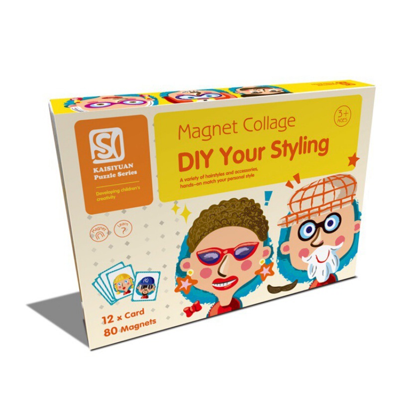 Cartoon changeable face three-dimensional magnetic book children's early education DIY play house role playing game magnetic sticker toy