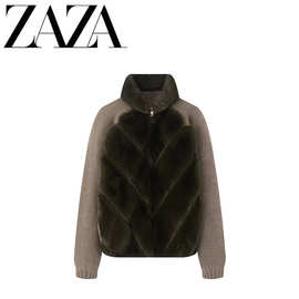 ZAZA 自制欧美风 批发女装 时尚百搭跨境欧美风皮草拼接针织外套