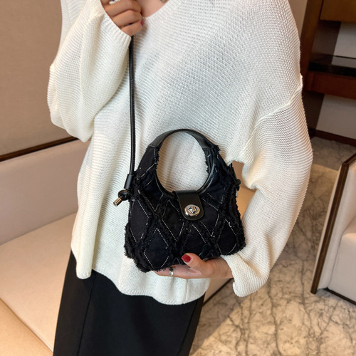Niche Design Bags Women's Bags  Summer New Popular Versatile Crossbody Bags Fashion Diamond Canvas Handbags