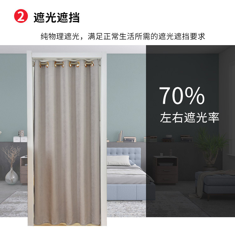 布芸のカーテンはカーテンを遮断して穴を開けないで家庭用寝室の遮光エアコンの風を遮って試着します。|undefined
