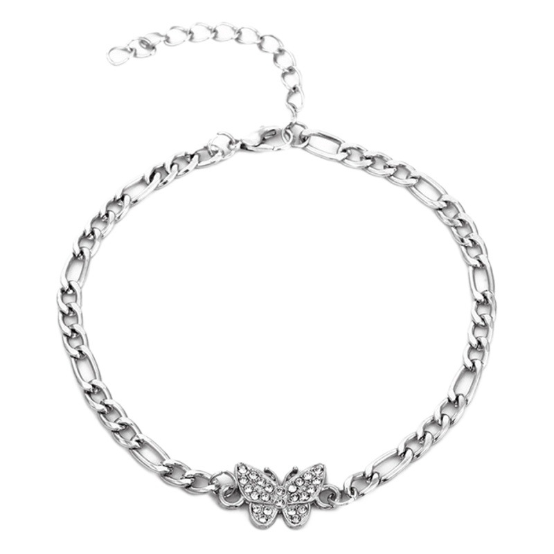 Europeo y americano transfronterizo simple diamante mariposa tobillera hembra verano nicho moda estilo frío diseño personalizado pie decoración femenina image 1