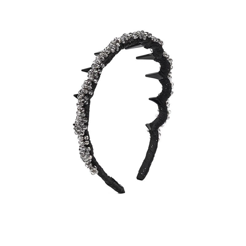 High-end cuentas negras brazalete para mujeres 2025 nuevo lujo ligero de alta presión craneal brazalete dientes antideslizante lavar la cara tarjeta de pelo